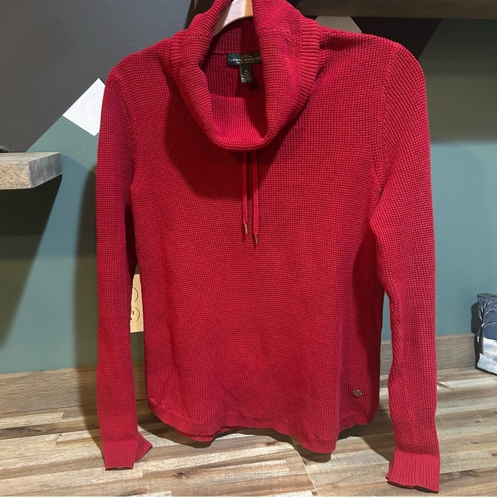 Lauren Ralph Lauren 100% Cotton Women’s Red Cowl Neck Sweater Size Medium